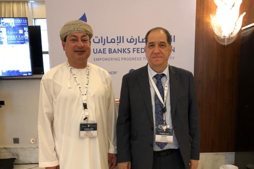 OBA CEO with Secretary General of UAE Banks Federation at the Middle East Banking Conference